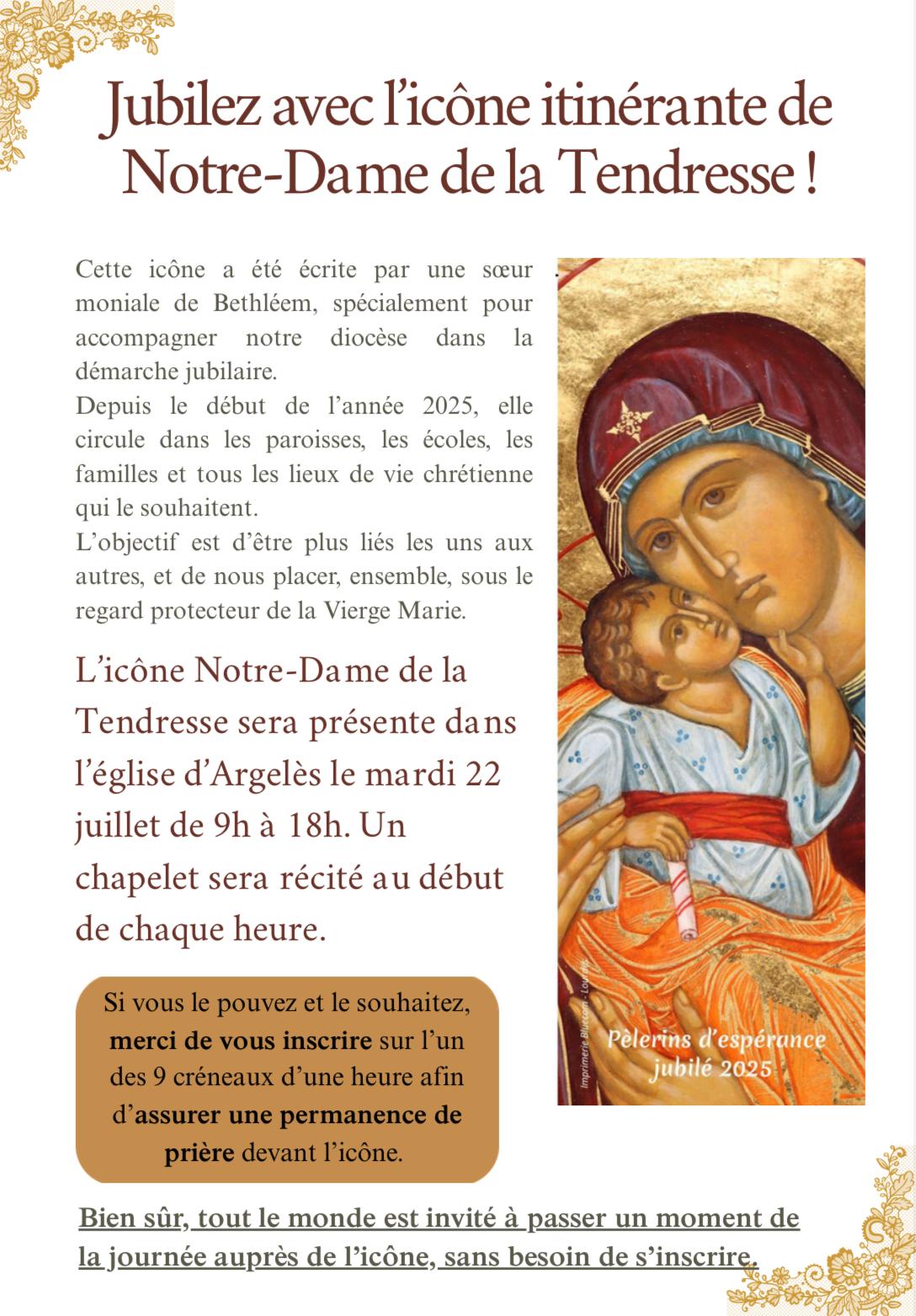 Jubilez avec l’icône itinérante de Notre-Dame de la Tendresse !